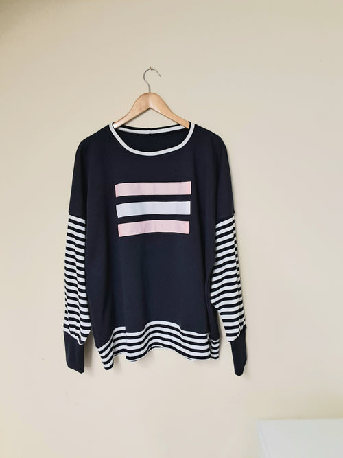 **NEW** NAVY AND PINK OVERSIZED SWEATSHIRT