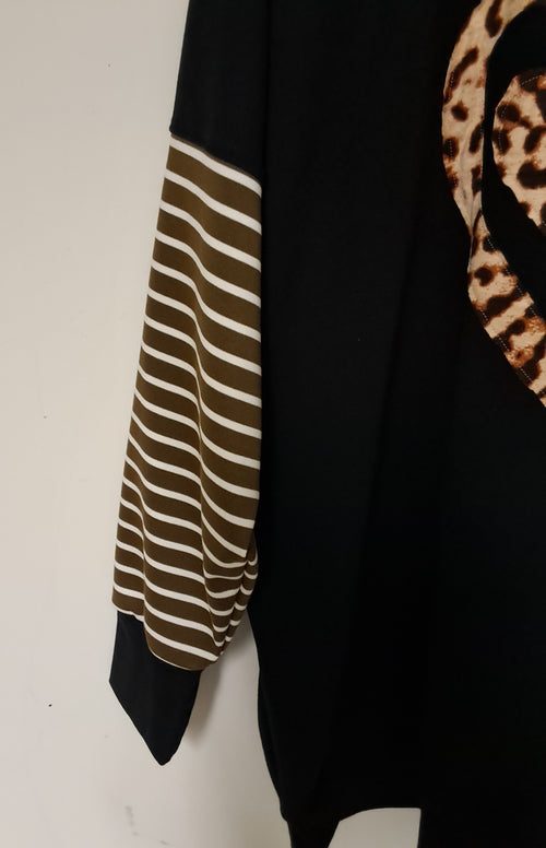 NEW BLACK WITH STRIPES SWEATSHIRT