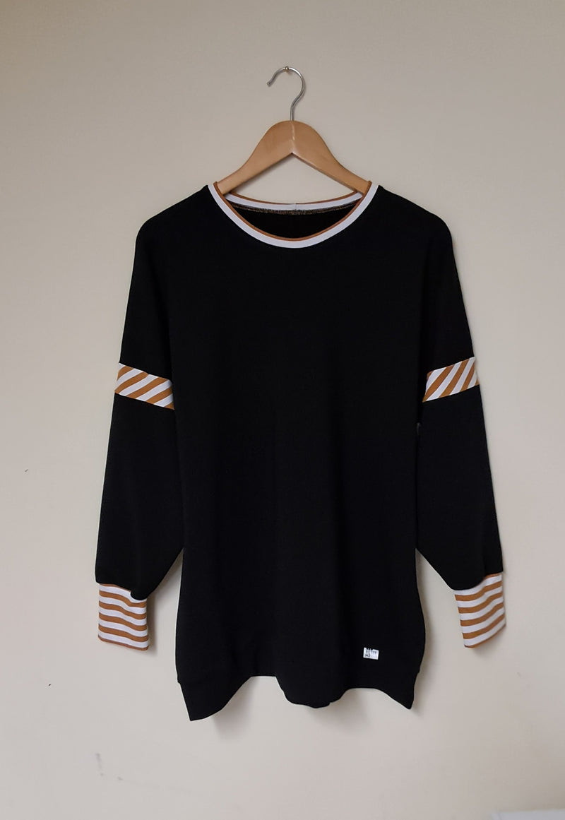 NEW BLACK SWEATSHIRT with SPICE/WHITE