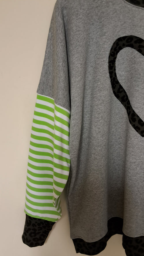 NEW SWEATSHIRT WITH ZESTY GREEN STRIPES