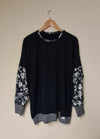 NEW NAVY WITH CONTRASTING SLEEVES