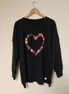 NEW BLACK SWEATSHIRT WITH FLORAL HEART