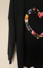 NEW BLACK SWEATSHIRT WITH FLORAL HEART