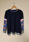 NAVY SWEATSHIRT WITH CONTRASTING SLEEVES