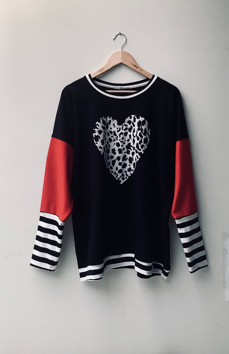 NEW BLACK WITH SASSY RED SWEATSHIRT
