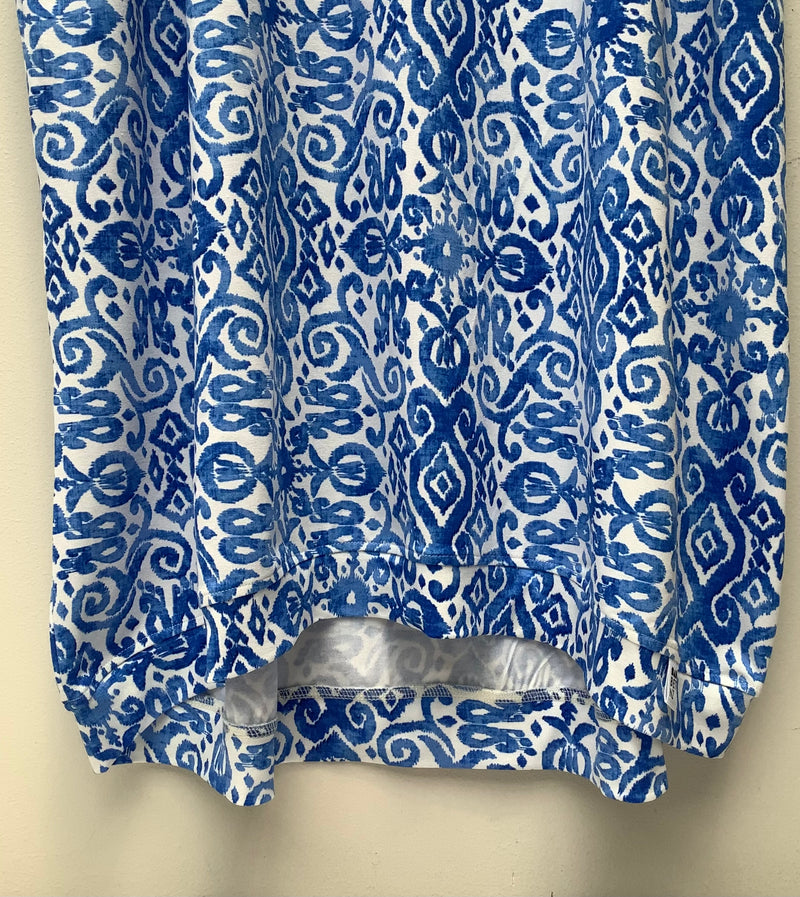 GEMMA DRESS IN BLUE/WHITE IKAT DESIGN