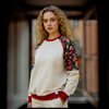 NEW SOFT BEIGE SWEATSHIRT WITH BRIGHT CONTRASTS