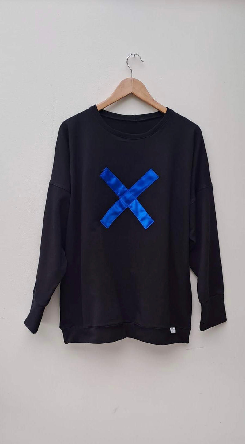 OVERSIZED SWEATSHIRT WITH SAPPHIRE BLUE MOTIF